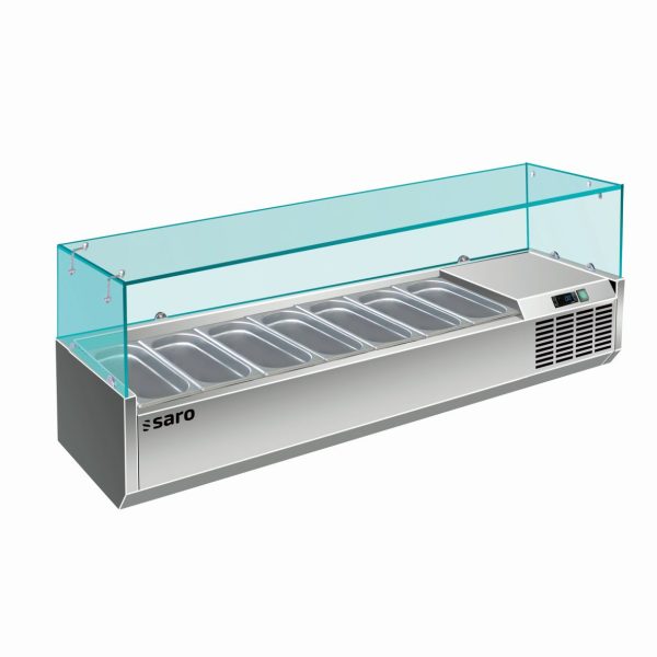 Produktbild von Saro Aufsatzkühlvitrine VRX 1600 – Edelstahl, Statische Kühlung, +2 Bis +8 °C – Platz Für 7x 1/3 GN-Behälter – Für Gastronomie & Catering – Ohne GN-Behälter