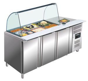 SARO Saladette, 3 Türen, mit Glasaufsatz, 
Modell GN 3100 TNS