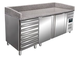 SARO Pizzatisch, 2 Türen + 7 Schubladen, 
Modell MARGA PZ 2610 TN
