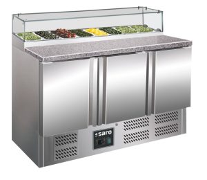 SARO Pizzatisch, 3 Türen, Glasaufsatz, 
Modell PS 300 G