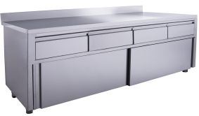 SARO Schiebetürenschrank mit 4 SchubladenAufkantung, 2000X700mm
