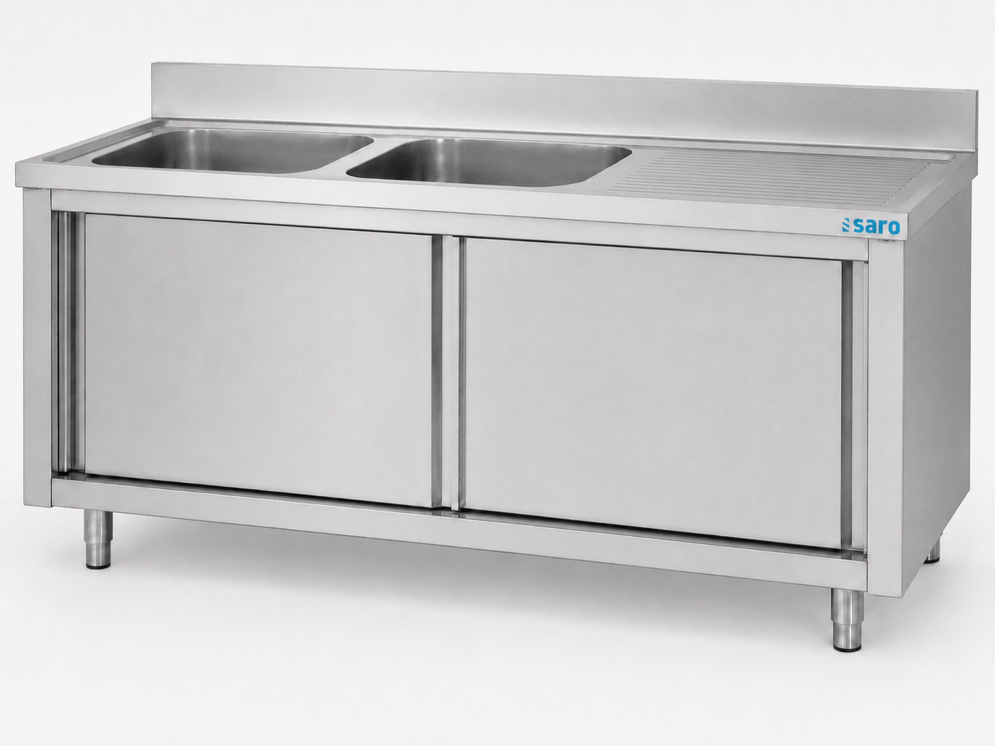 SARO Spülschrank mit Schiebetüren 1600mm, 2 Becken links