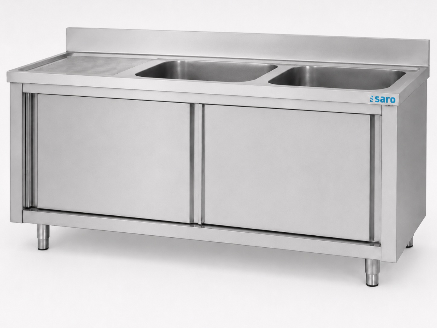 SARO Spülschrank mit Schiebetüren 1800mm, 2 Becken rechts
