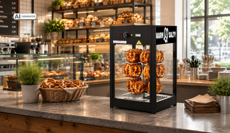 Neu im Sortiment: Heiße Theke für Brezel ANDREAS für die professionelle Snackpräsentation